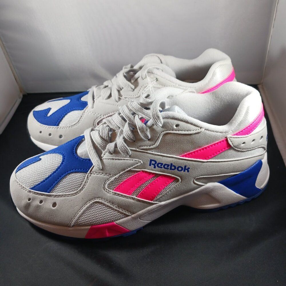 Reebok Aztrek Men's Sneaker size 7M Grey Pink Blue Color